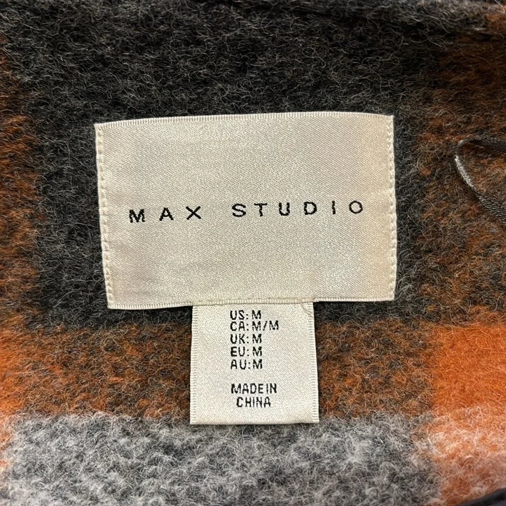 Max Studio Wool Plaid Open Fall Jacket M